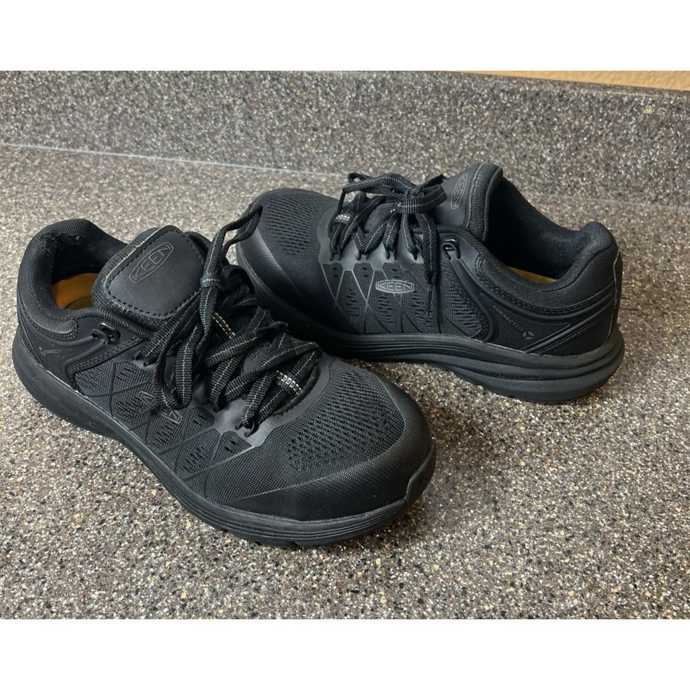 KEEN Utility Womens Size 8.5 Work Shoe Black Synthetic Lace Up Low Top Steel Toe